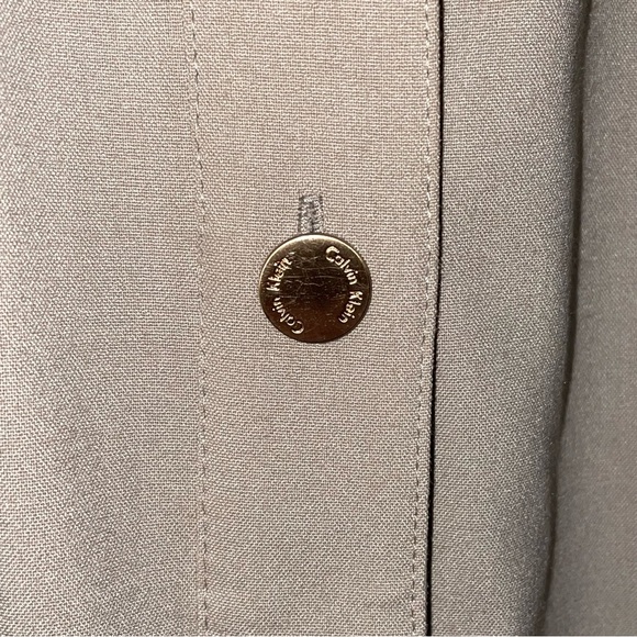 Calvin Klein Beige Button Down Belted Career Dress with Scarf Women's Size 14 - Picture 7 of 12